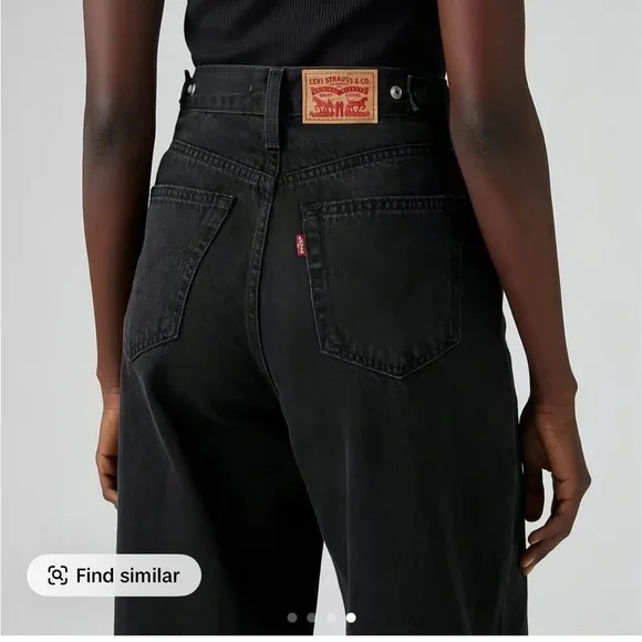 Levi's Women's Clinch Waist Black Wide-Leg Jeans - Picture 4 of 4